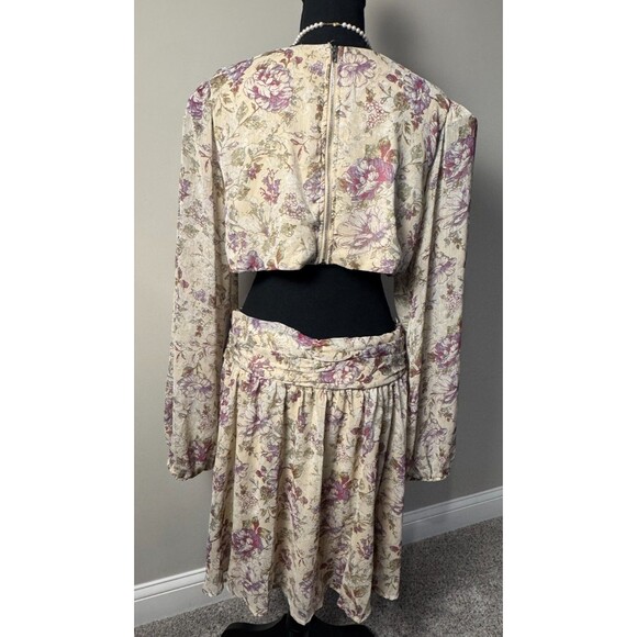 NWT Rosevelvet side cut out floral flowy long sleeve dress 1X - Picture 4 of 9